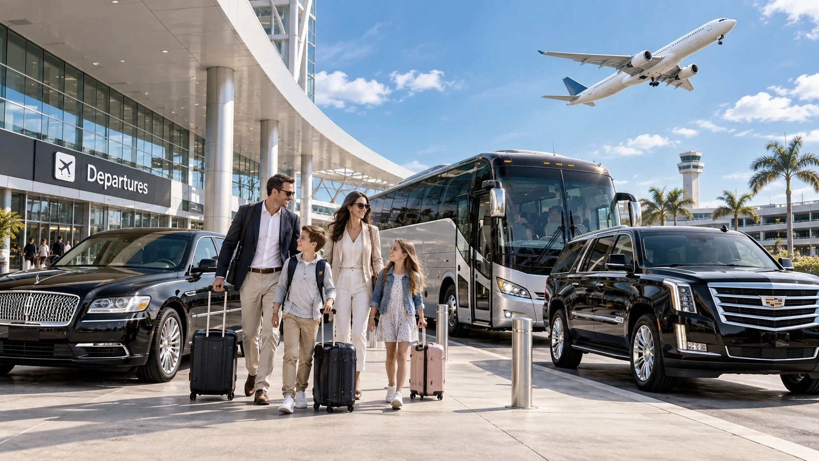 Group charter transportation at a Tampa area airport